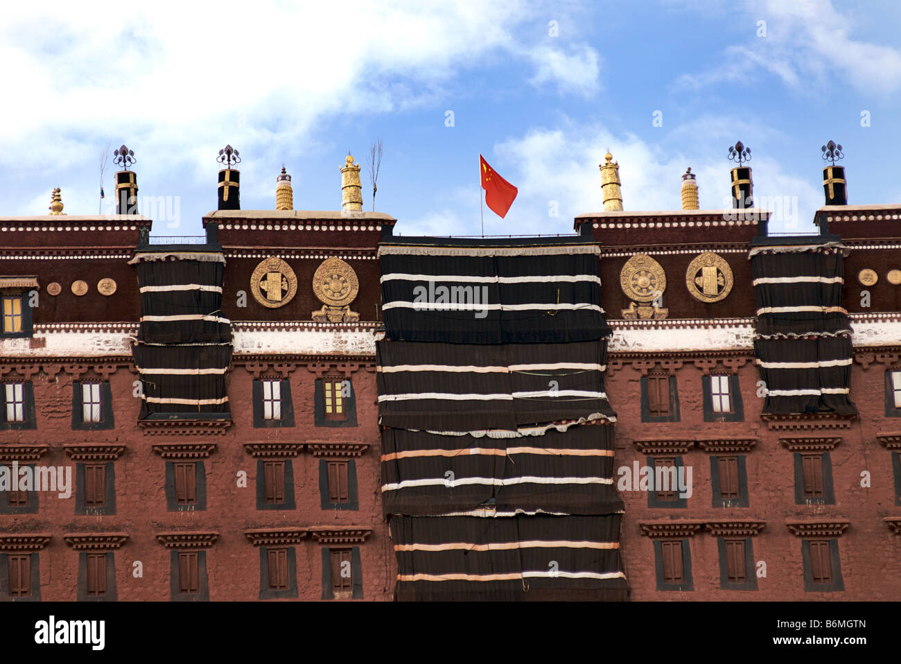 Detail der Potala Palast, Lhasa, Tibet Stockfoto