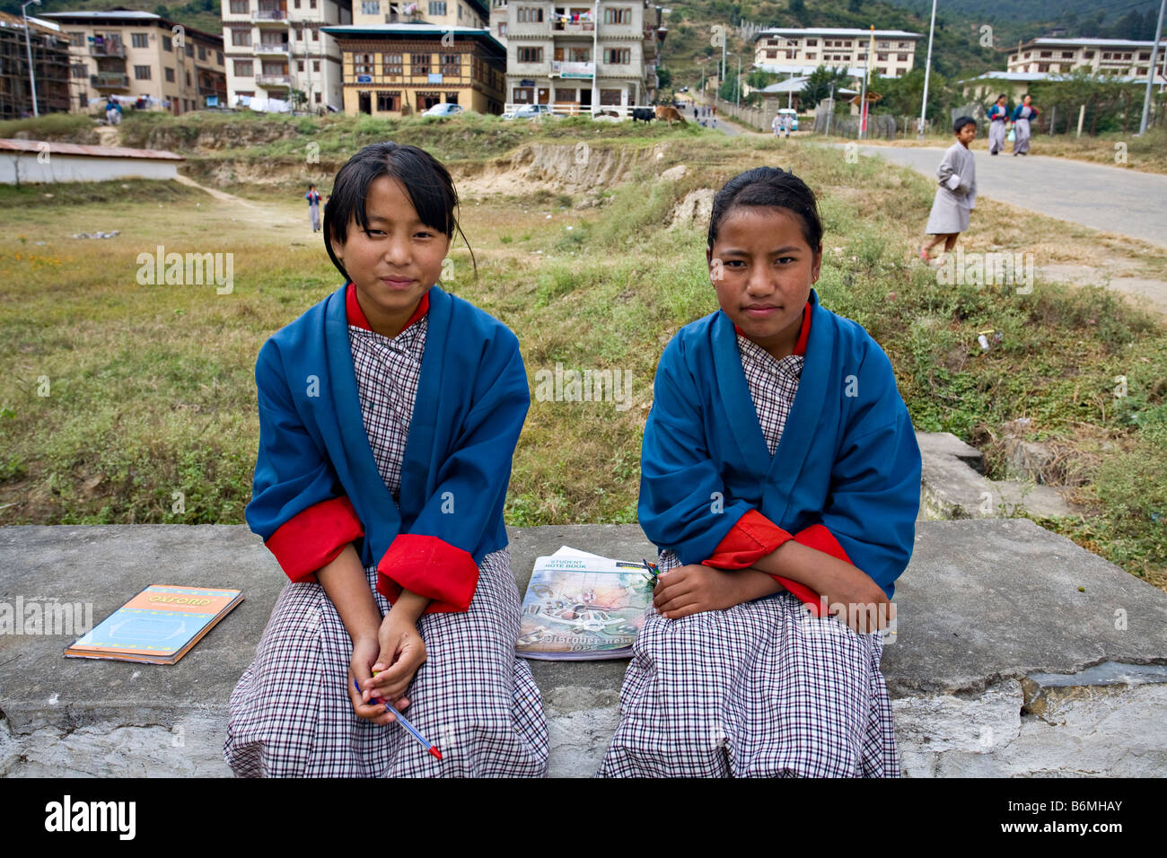 Bhutanischen Schulkinder, Jumthang, Bhutan, Asien Stockfoto