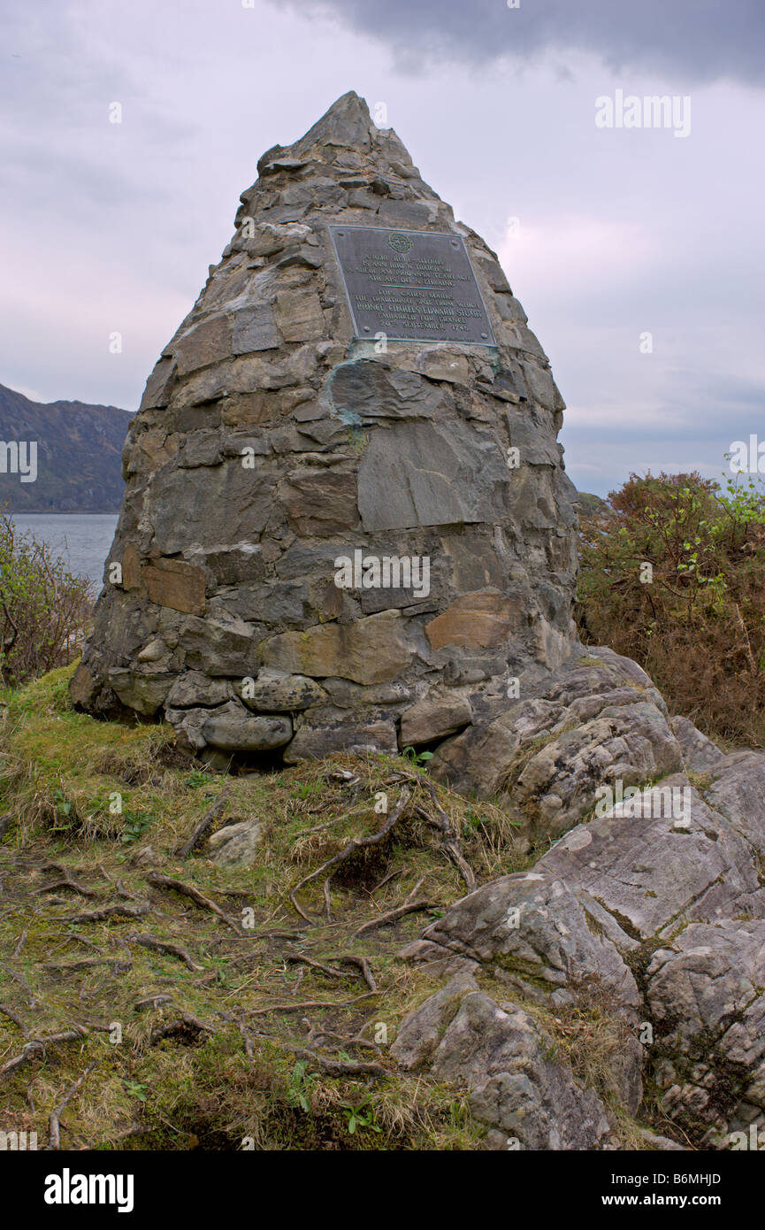 Der Prinz s Cairn Loch Nan Uamh Highland Region Schottlands April 2008 Stockfoto