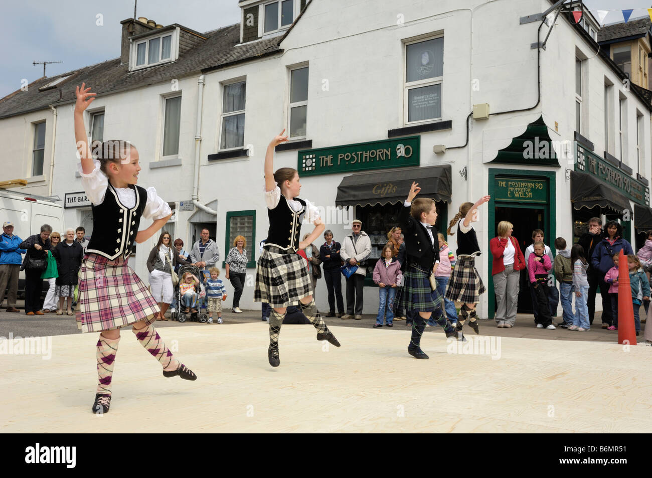 Traditionelle schottische Tänze in Castle Douglas Essen Stadtfest, Dumfries & Galloway, Schottland Stockfoto