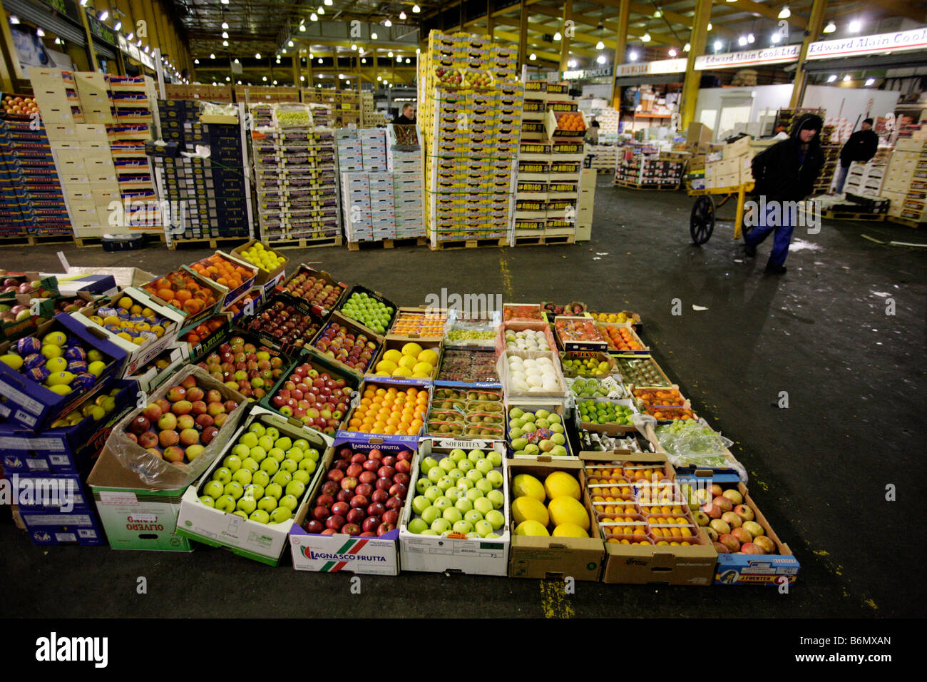 Am frühen Morgen im Bereich Obst und Gemüse in Birmingham Großhandelsmärkte Stockfoto