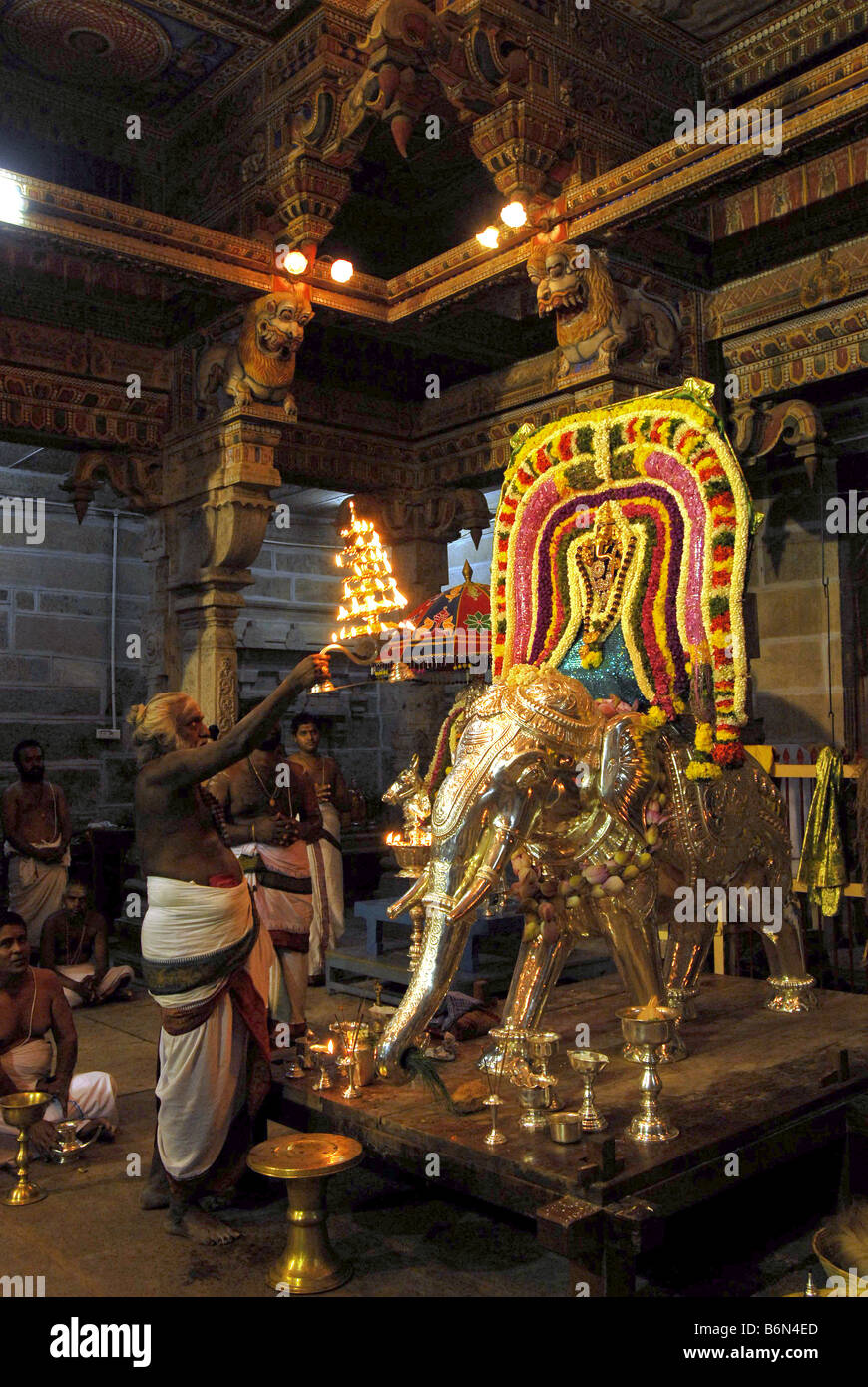 FESTIVAL IN KARPAKA VINAYAKAR TEMPEL IN PILLAIYARPATTI TAMILNADU Stockfoto