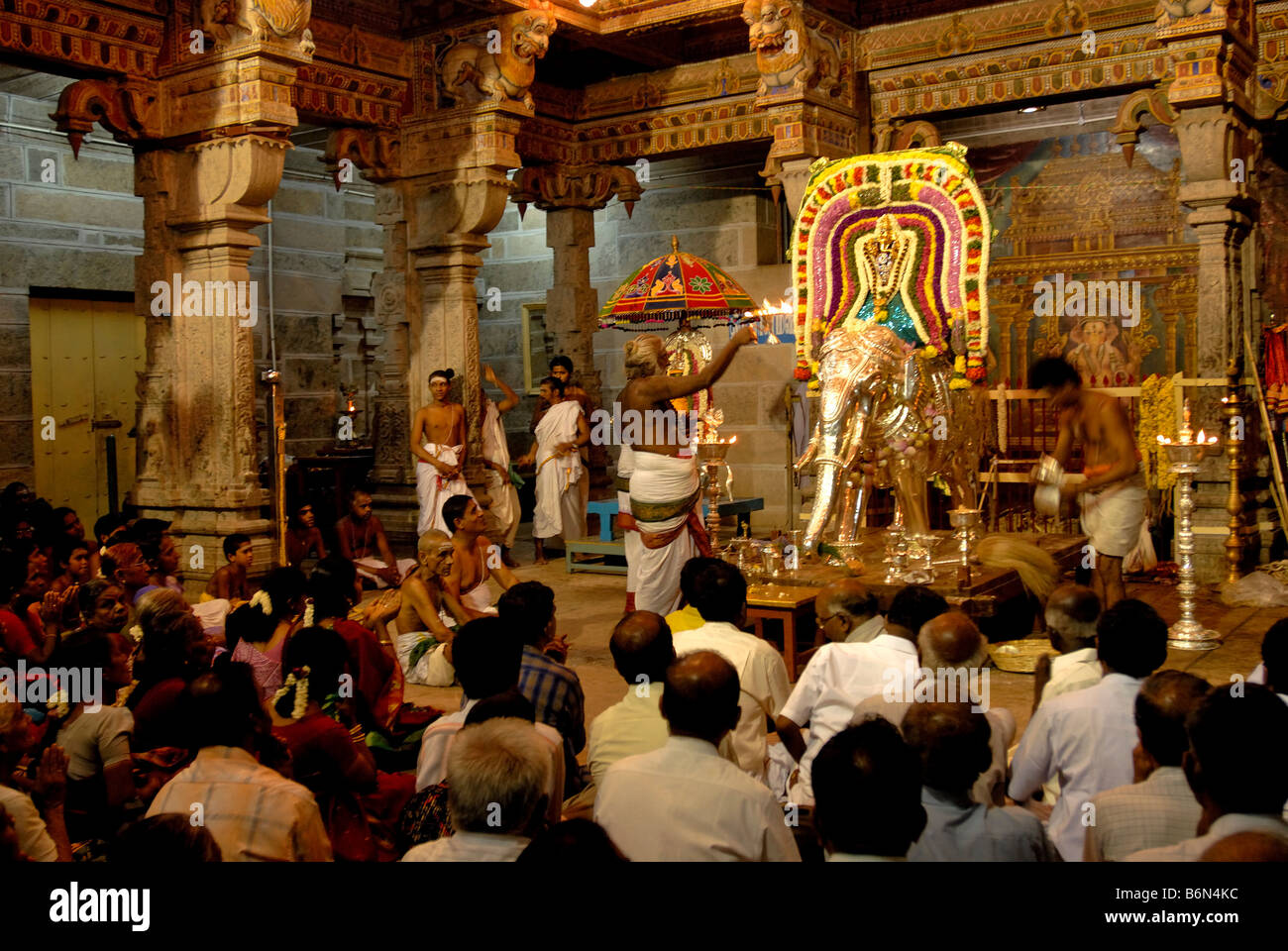 FESTIVAL IN KARPAKA VINAYAKAR TEMPEL IN PILLAIYARPATTI TAMILNADU Stockfoto