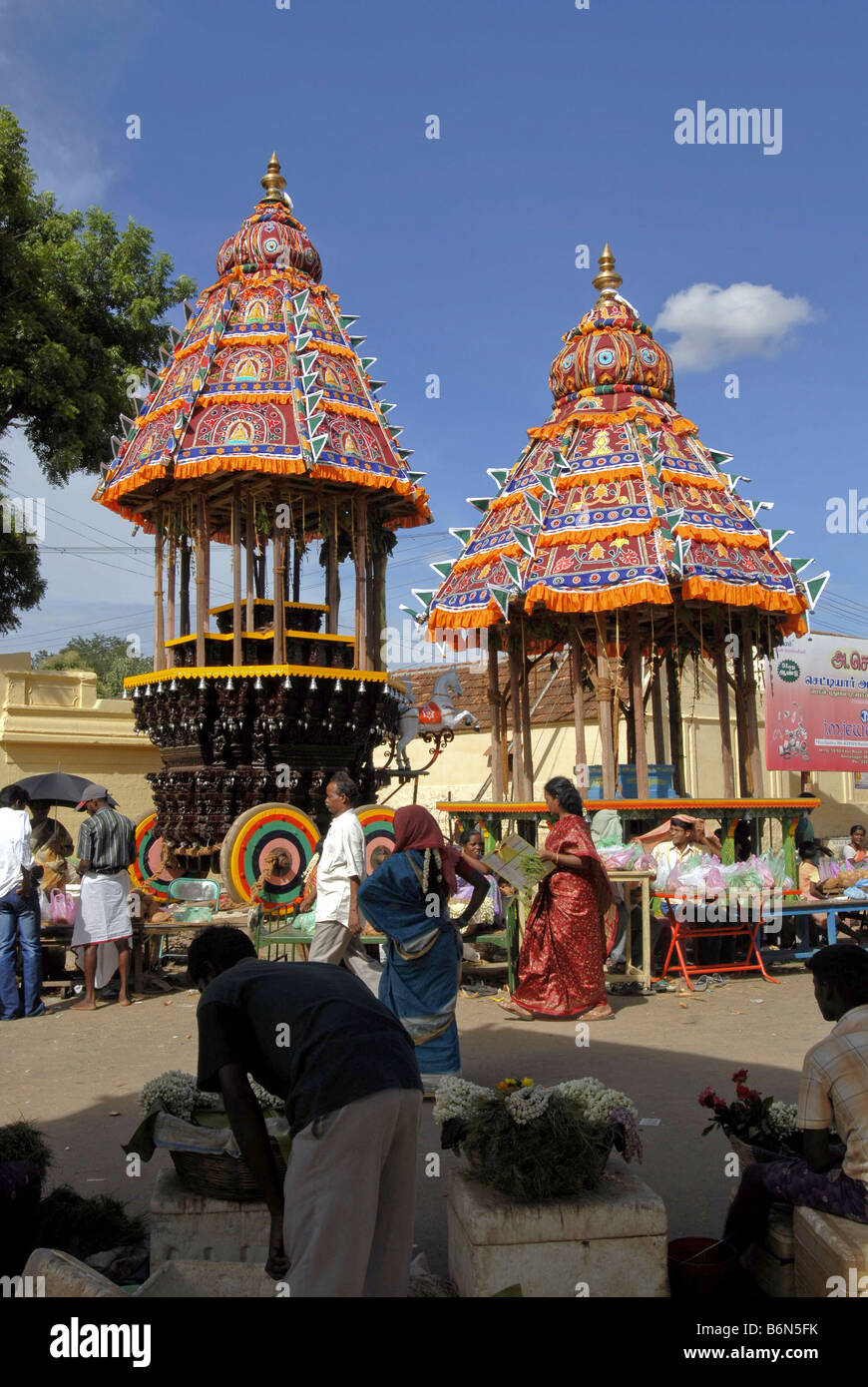 FESTIVAL IN KARPAKA VINAYAKAR TEMPEL IN PILLAIYARPATTI TAMILNADU Stockfoto
