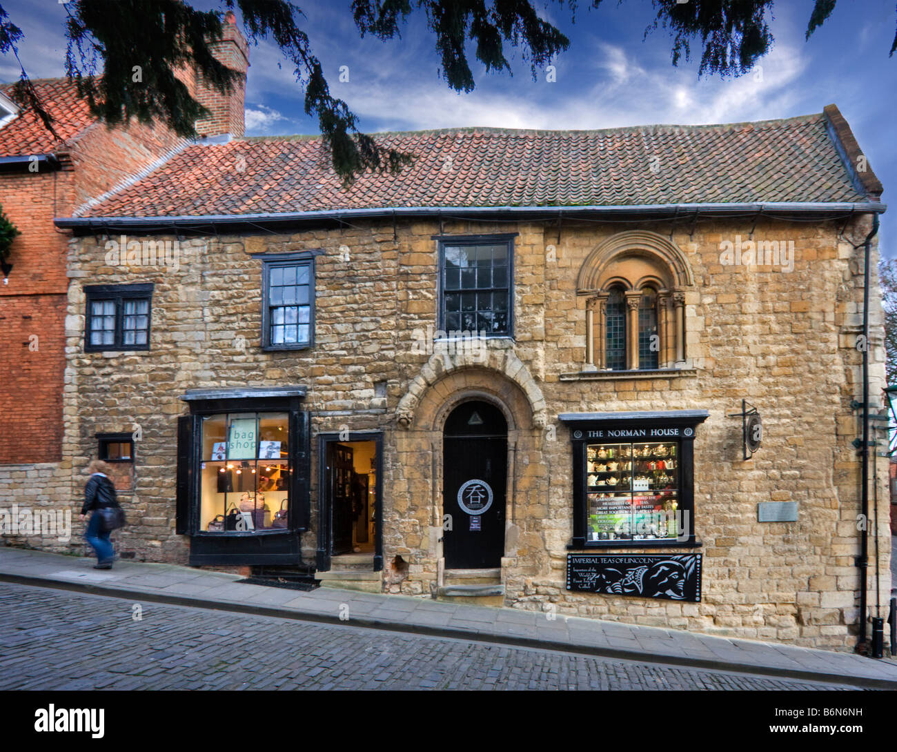 Im 12. Jahrhundert Norman House, steile Hügel, Lincoln Stockfoto