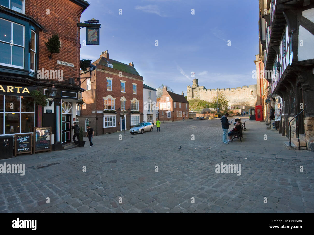 Staatskasse Tor und Castle Hill, Lincoln Stockfoto