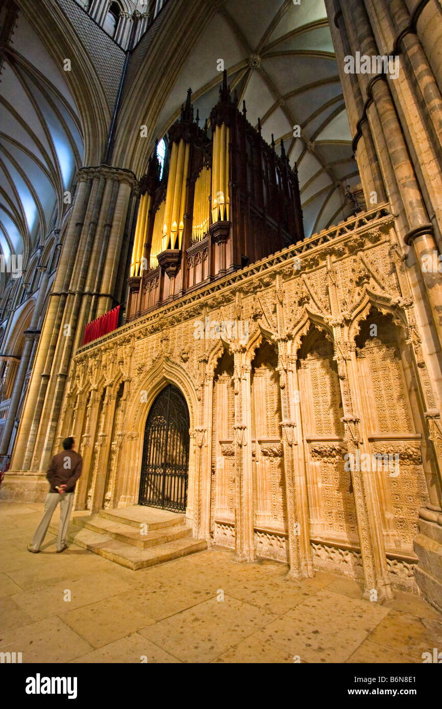 Bildschirm Chor und Orgel, Kathedrale von Lincoln Stockfoto