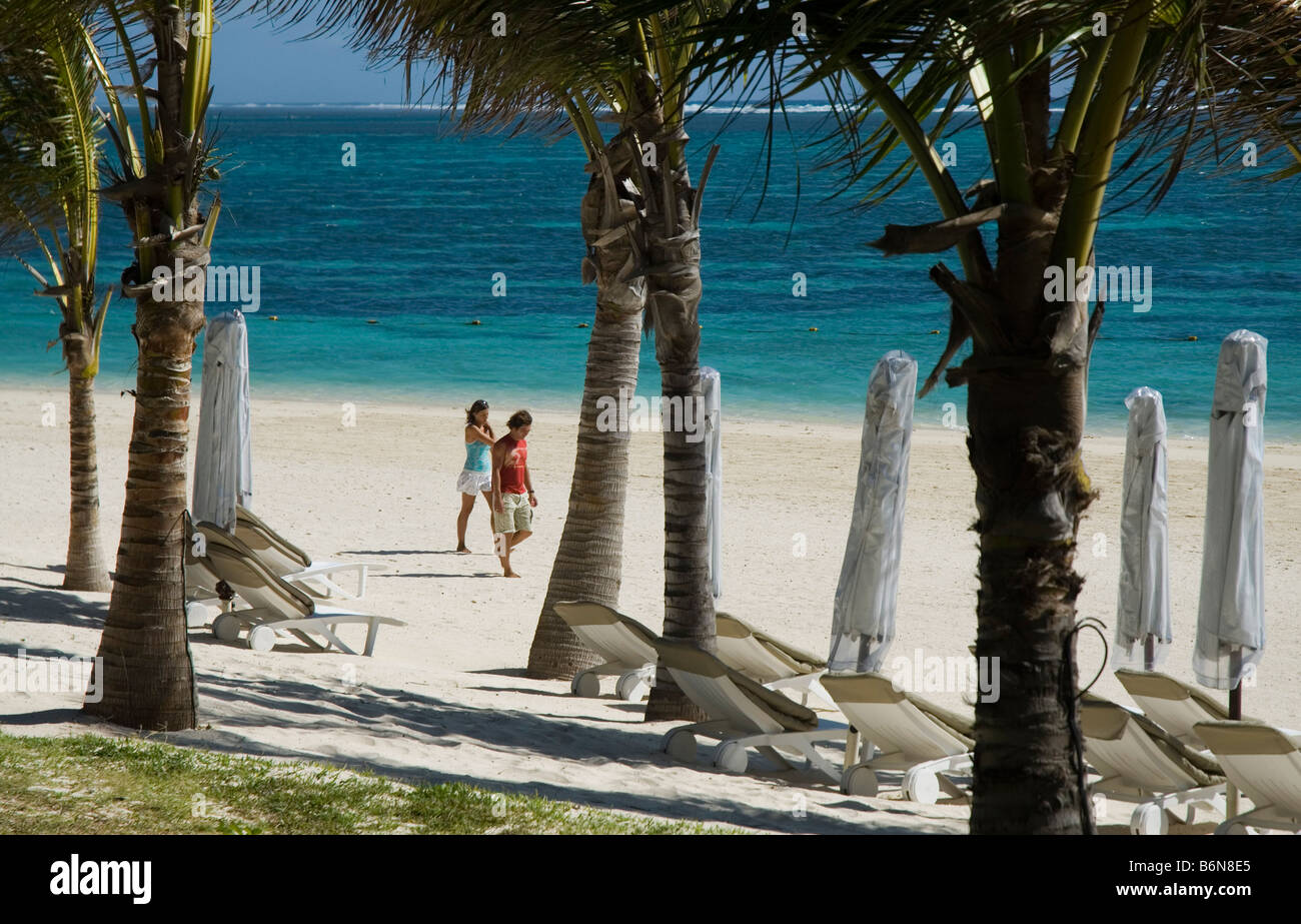 Strand des Hotel The Residence in Belle Mare Bereich Insel MAURITIUS Stockfoto