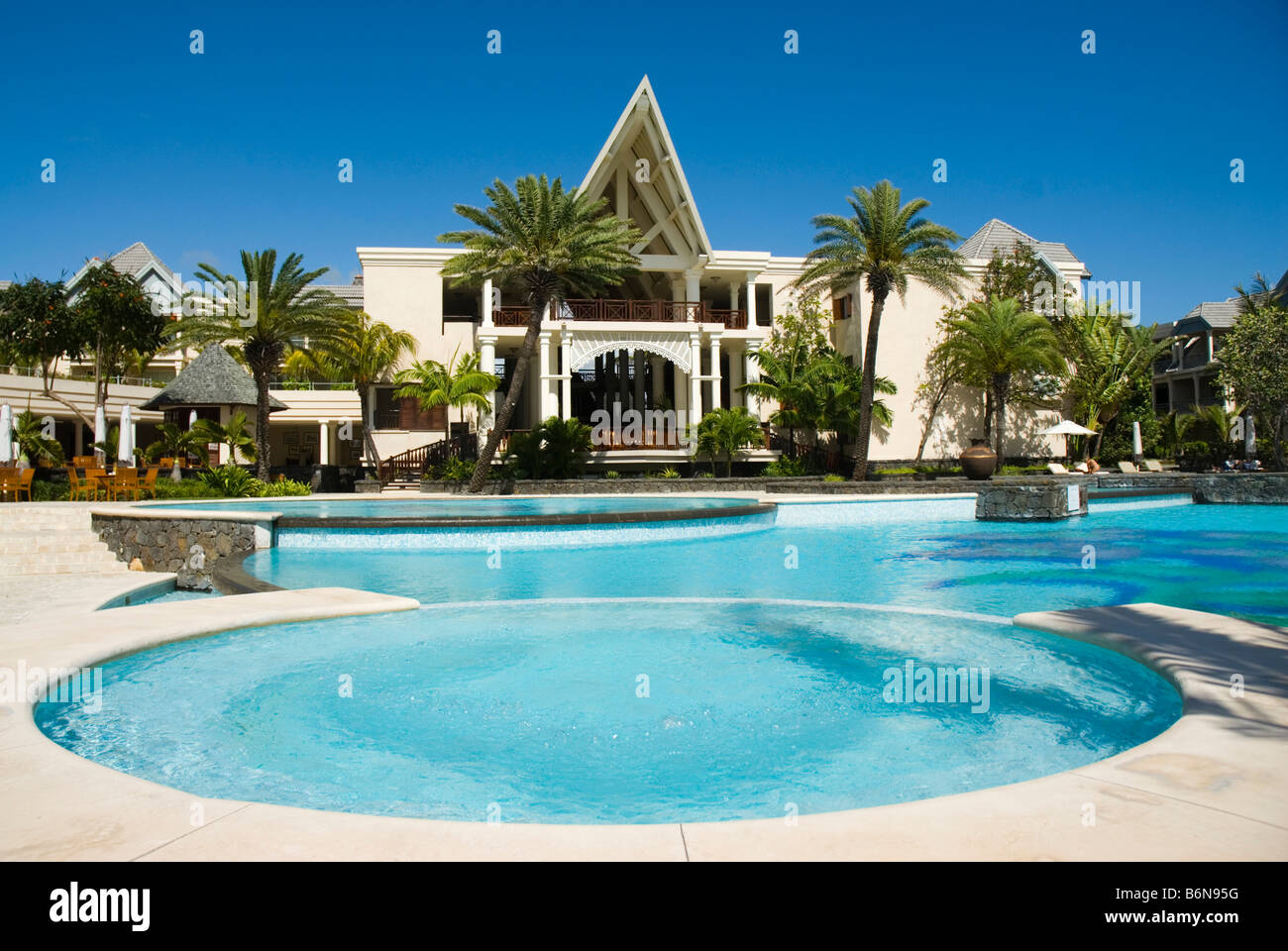 Schwimmbad des Hotel The Residence in Belle Mare Bereich Insel MAURITIUS Stockfoto