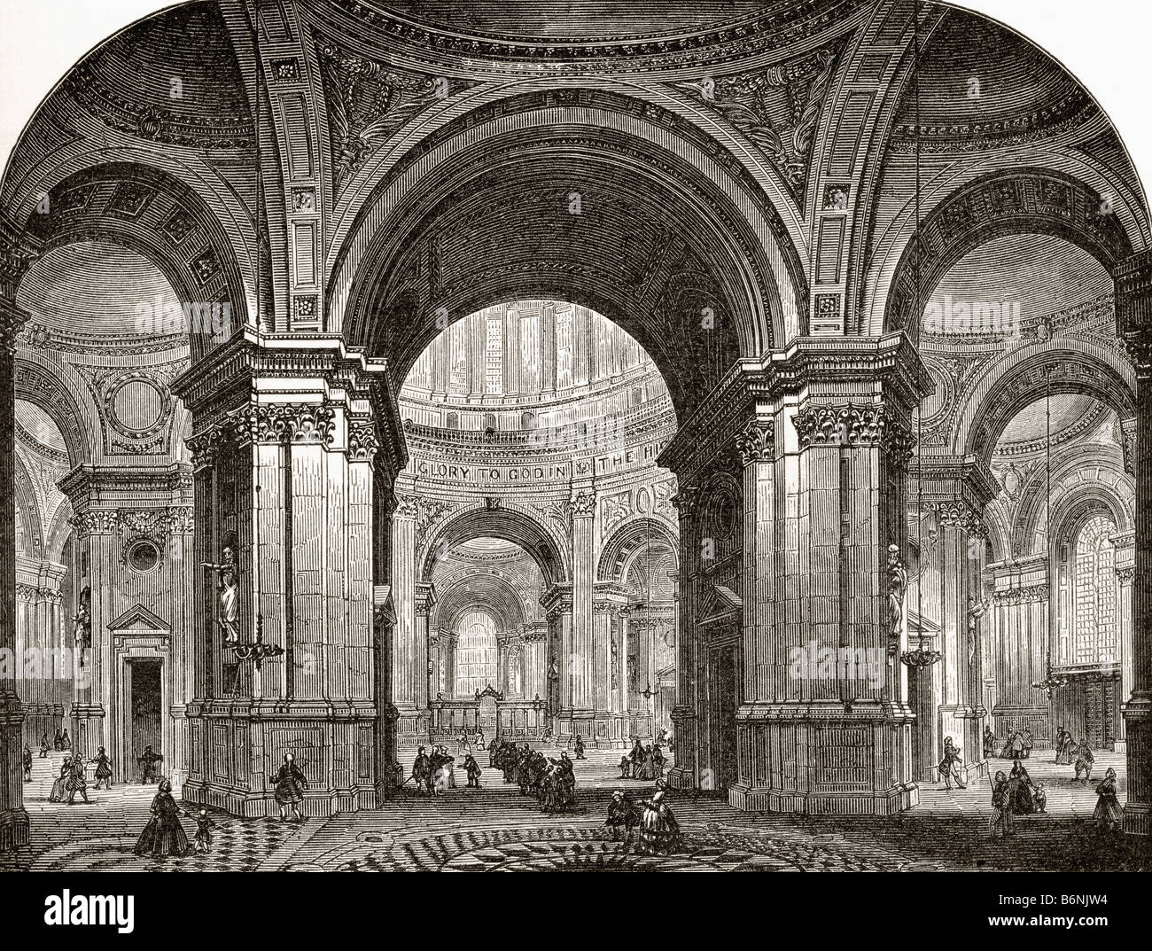 Innenraum der St. Pauls Cathedral, Blick nach Osten, wie es wäre, wenn Wrens erste Entwurf gebilligt worden war. Stockfoto