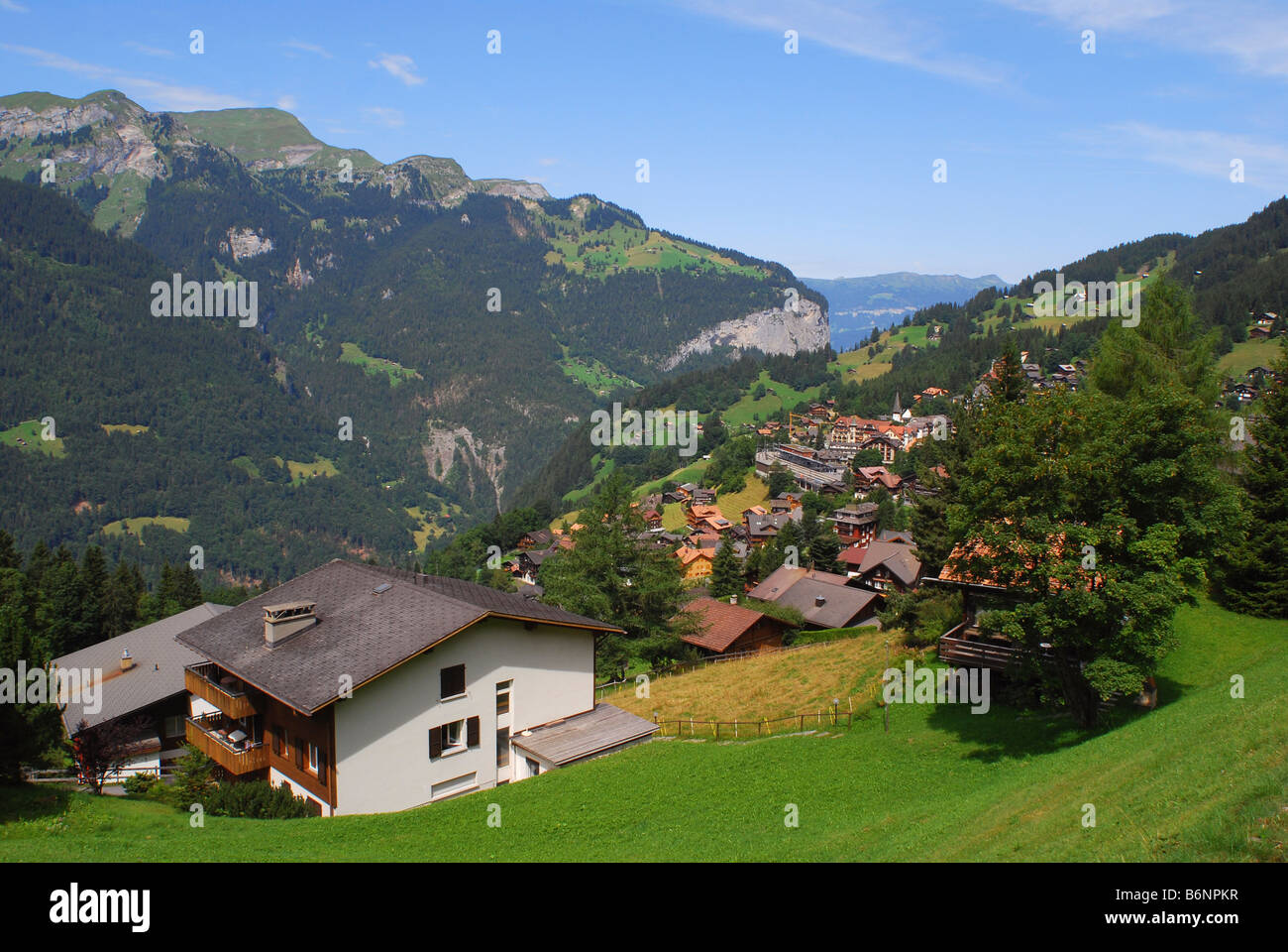 Blick auf Wengen Schweiz Stockfoto