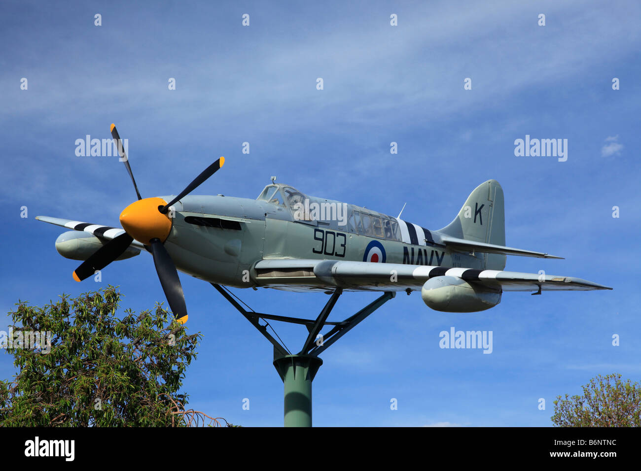 Fairey Firefly Marine Flugzeuge statische Verkehrszeichen angezeigt, Griffith, New South Wales, Australien Stockfoto