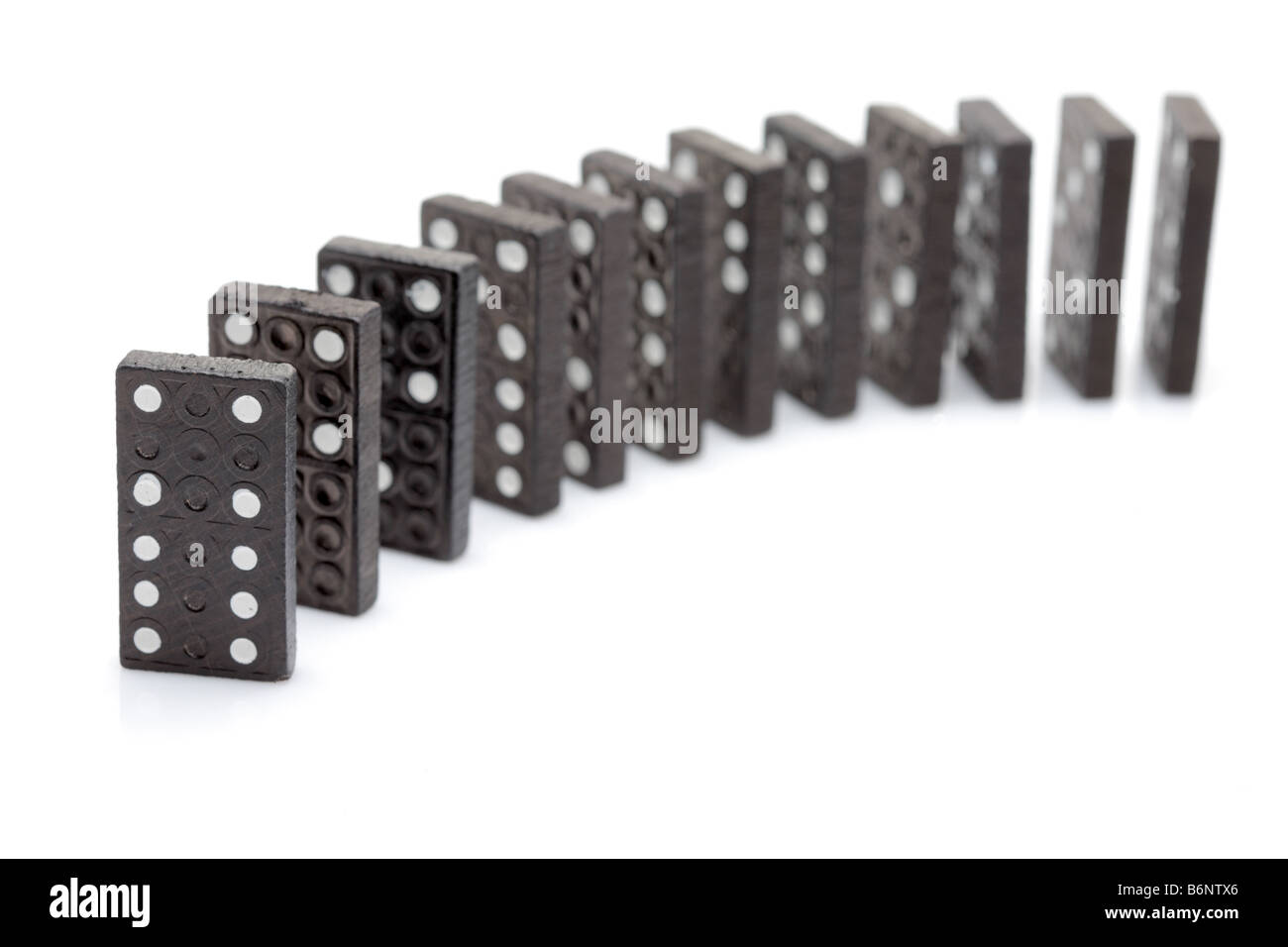 Dominosteine aufgereiht Stockfoto