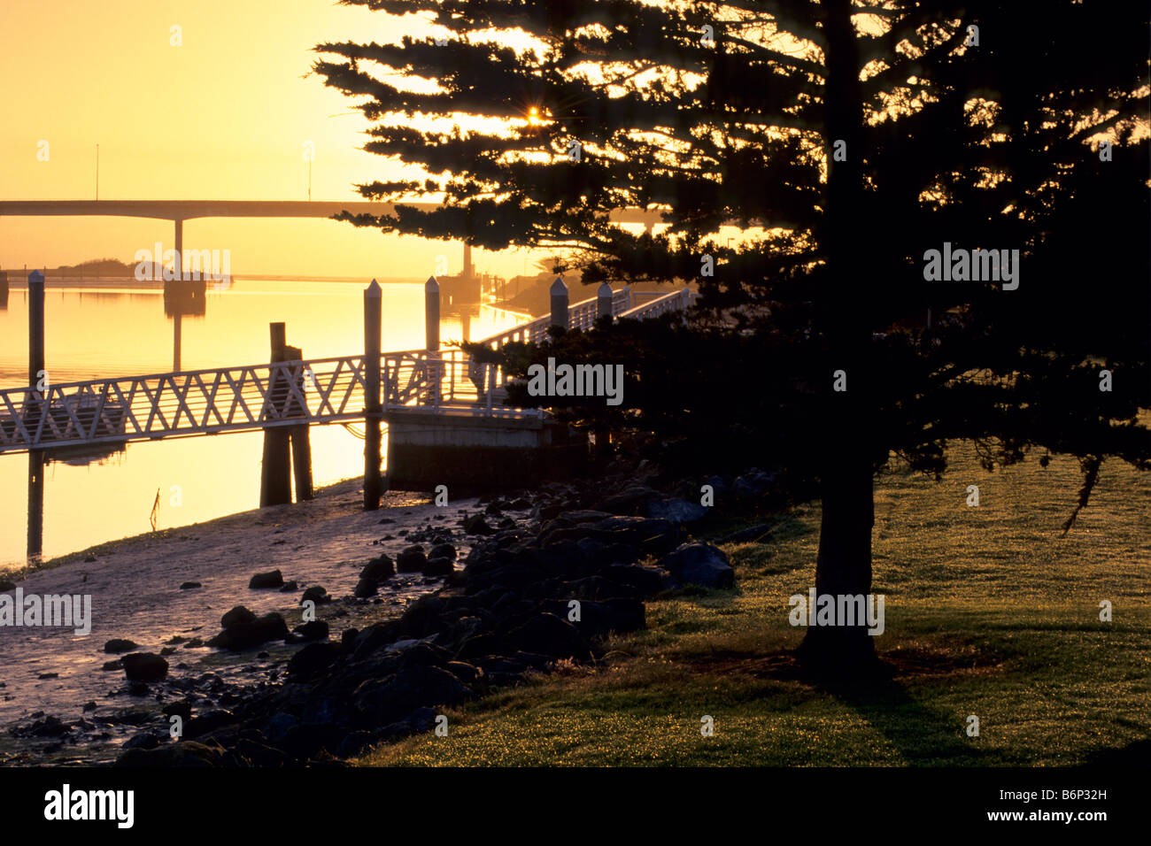 Sonnenaufgang am Eureka Hafen Humboldt County Kalifornien Stockfoto