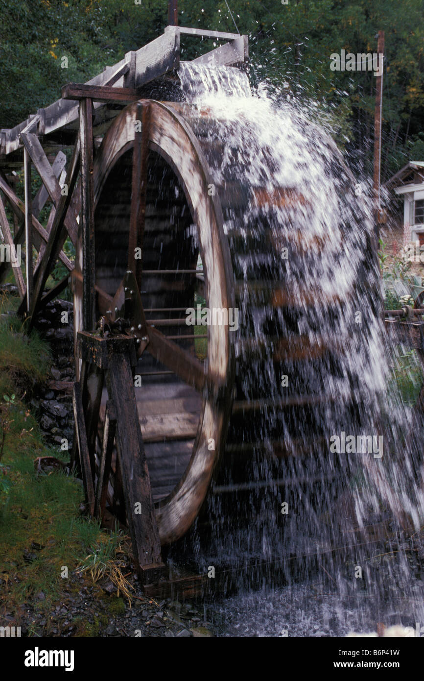 Hölzerne Wasserrad Moose Pass Alaska Stockfoto