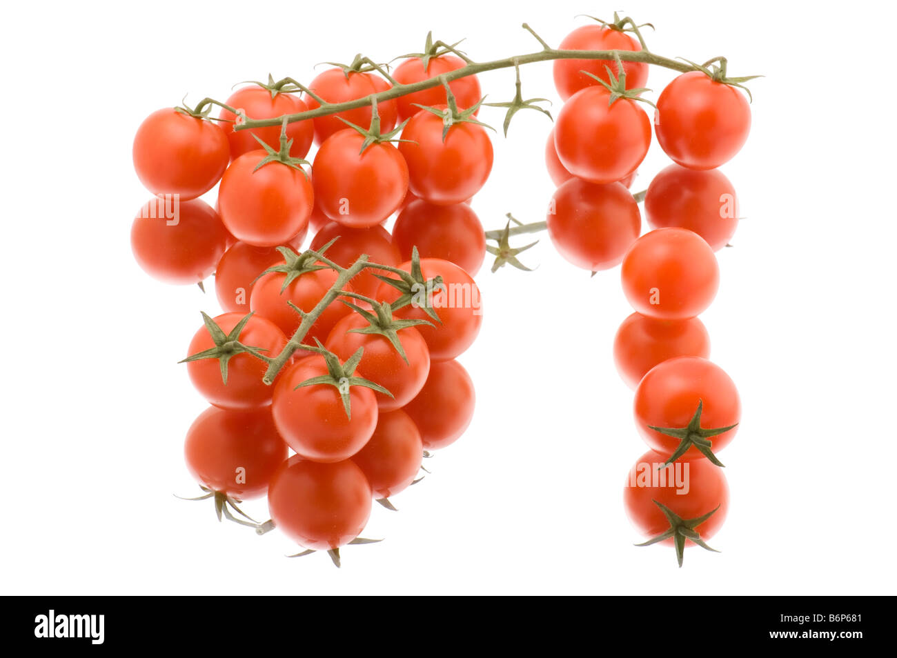 Objekt auf weißen Essen Tomaten Makro Stockfoto