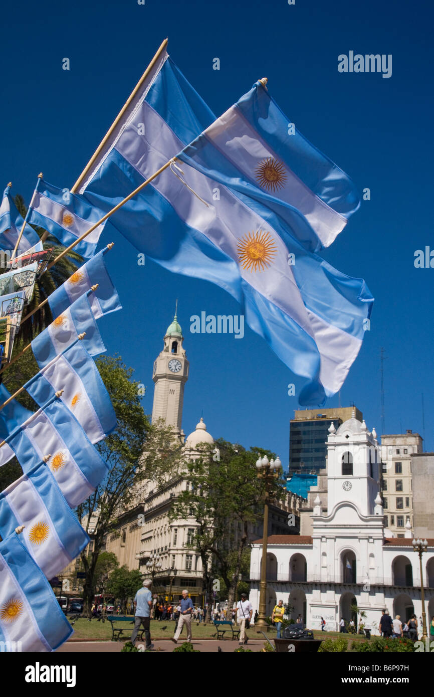Cabildo und Clock Tower Plaza de Mayo Stadtzentrum Buenos Aires-Argentinien-Südamerika Stockfoto