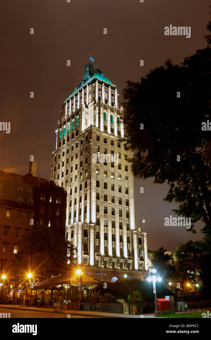 Der Preis in Québec (Stadt) Gebäude in der Nacht Stockfoto