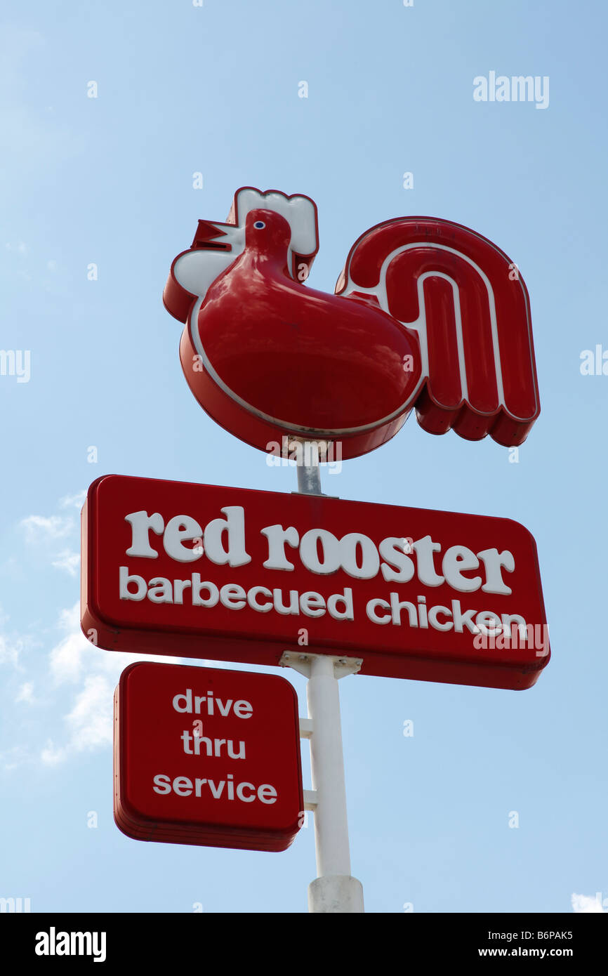 Red Rooster Straßenschild Stockfoto