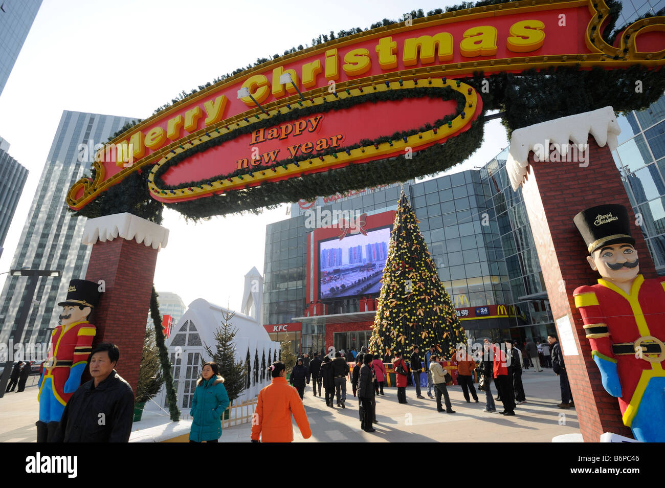 Weihnachtsdekoration in Peking 26. Dezember 2008 Stockfoto