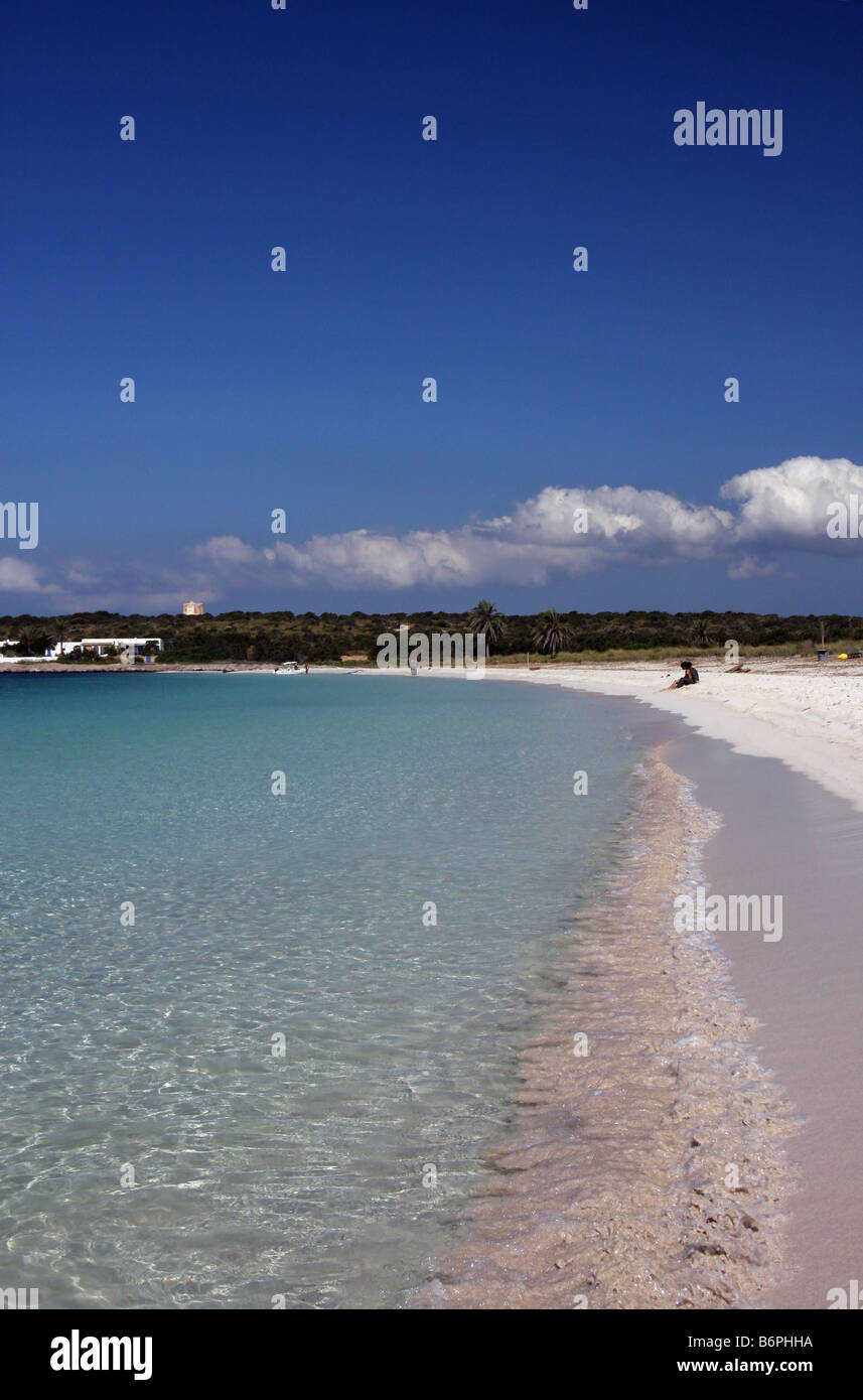 Strand von Isla de S'Espalmador, einer kleinen Insel neben Formentera und Ibiza auf den Balearen Stockfoto