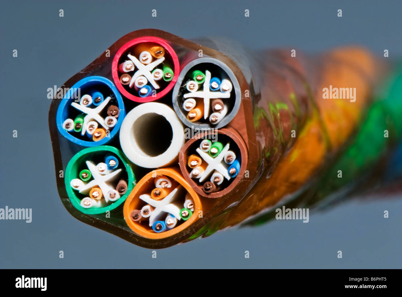 Eine Kategorie 5e Ethernet Netzwerk Kabel Bundle. Stockfoto