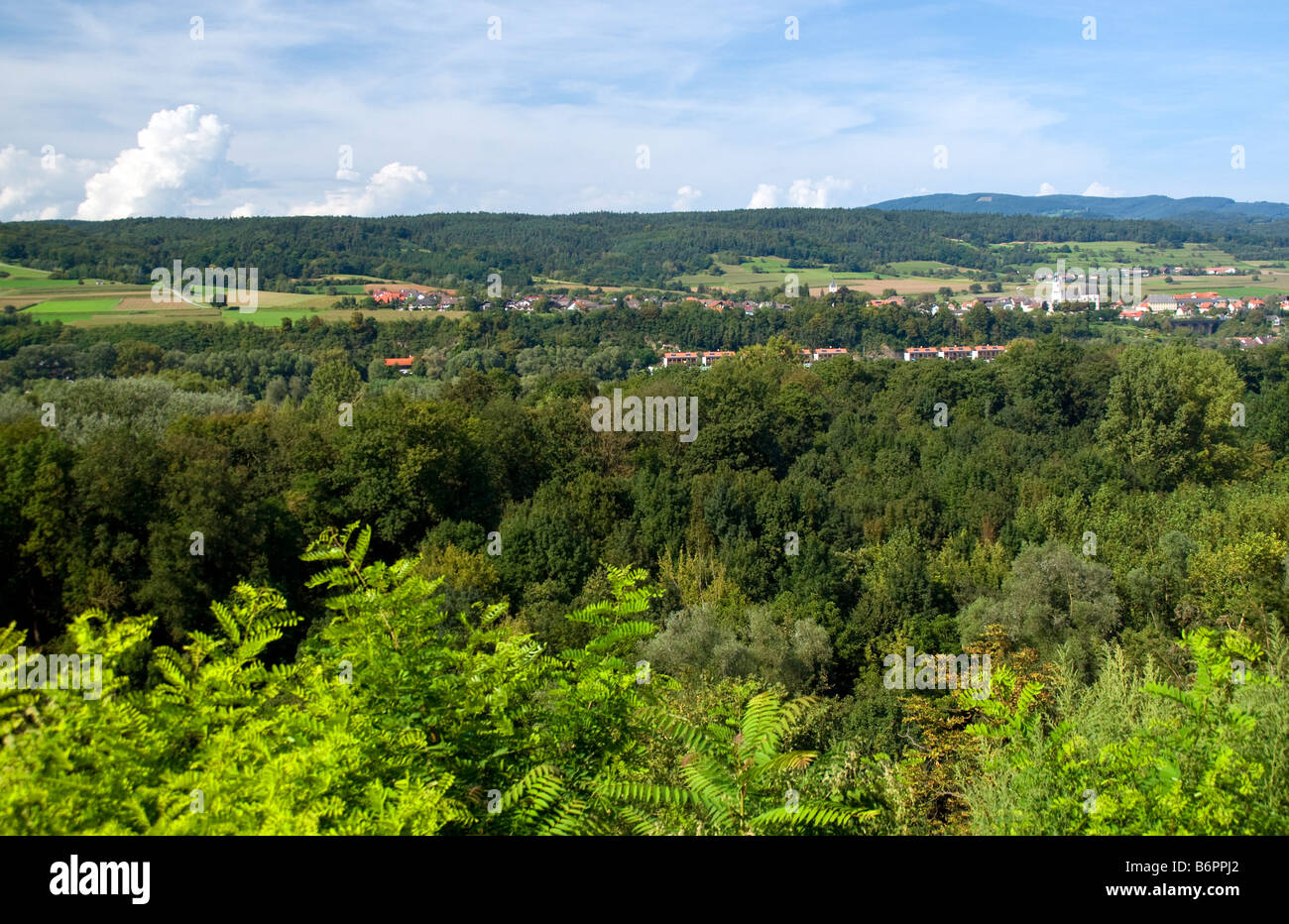 Melk Abbey, Blick auf den Garten des malerischen Wachau Valley entlang Donau Stockfoto