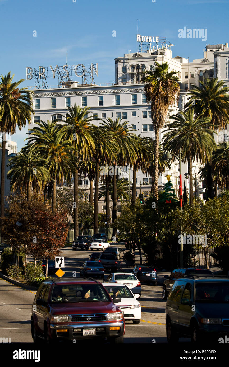 Blick entlang des Wilshire Boulevard der Royale Wilshire Los Angeles California Vereinigten Staaten von Amerika Stockfoto