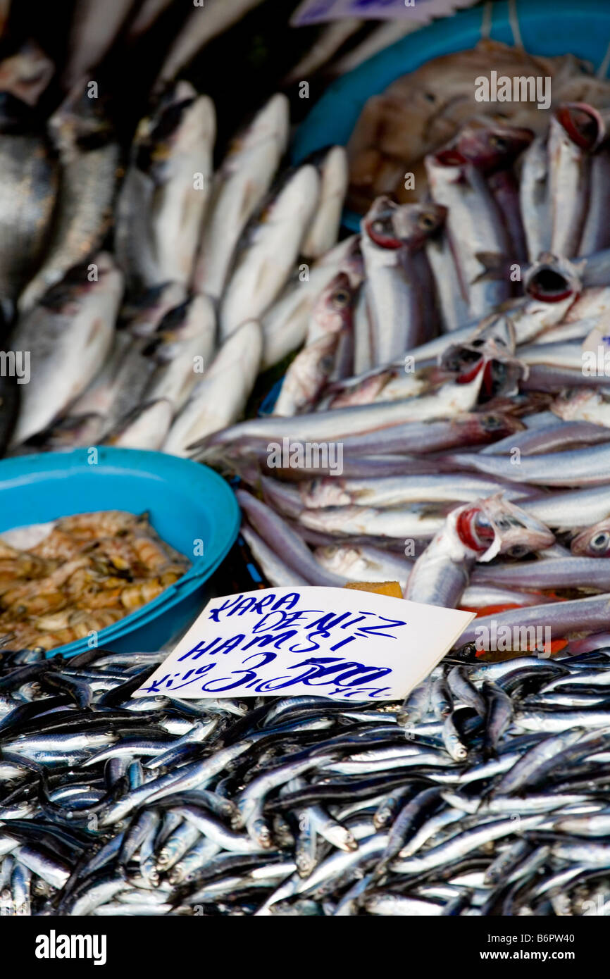 Istanbul Türkei Europa Asien Türkei Reisen Fisch muslimische Islam Bosporus Teller Essen Stockfoto