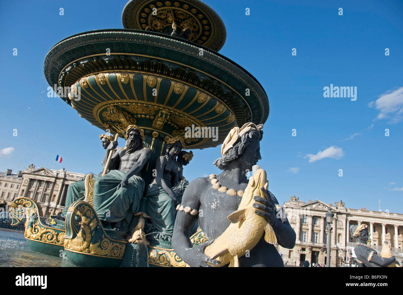 Paris (75) 8e Arr. Brunnen des Meeres am Place de la Concorde. Frankreich Stockfoto