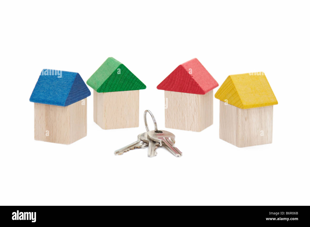 Tasten auf der Häuser-Hintergrund Stockfoto