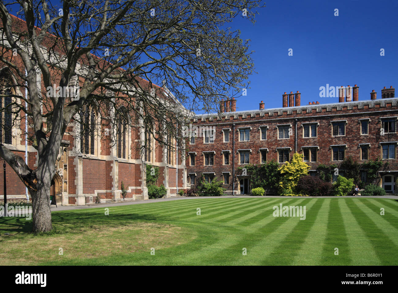 "Queens College Cambridge University", 'Walnut Tree Court' und Kapelle. Stockfoto