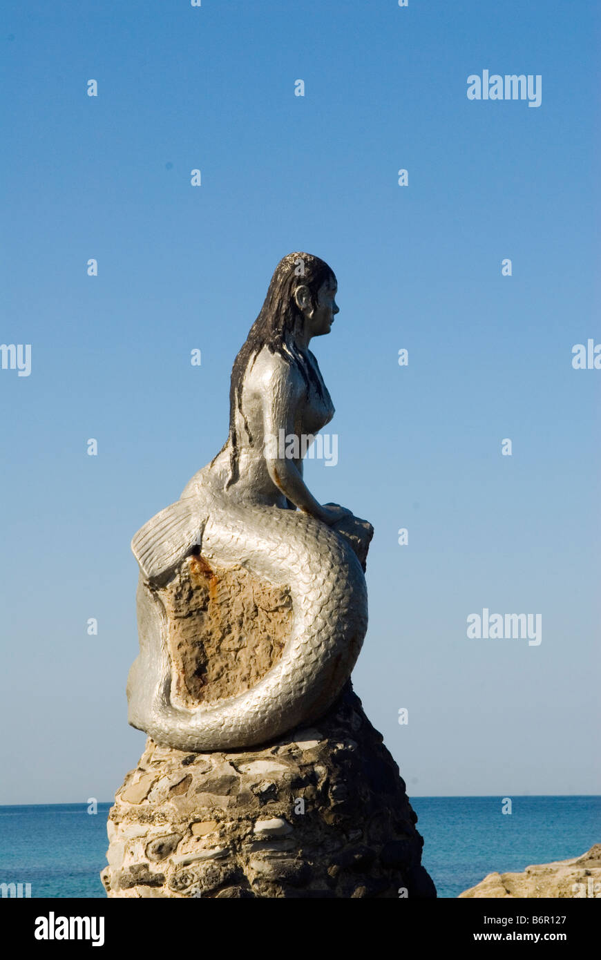 Meerjungfrauenstatue, Ngapali-Strand in der Nähe von Thandwe Myanmar Burma Southern Rakhaing State Province HOMER SYKES Stockfoto