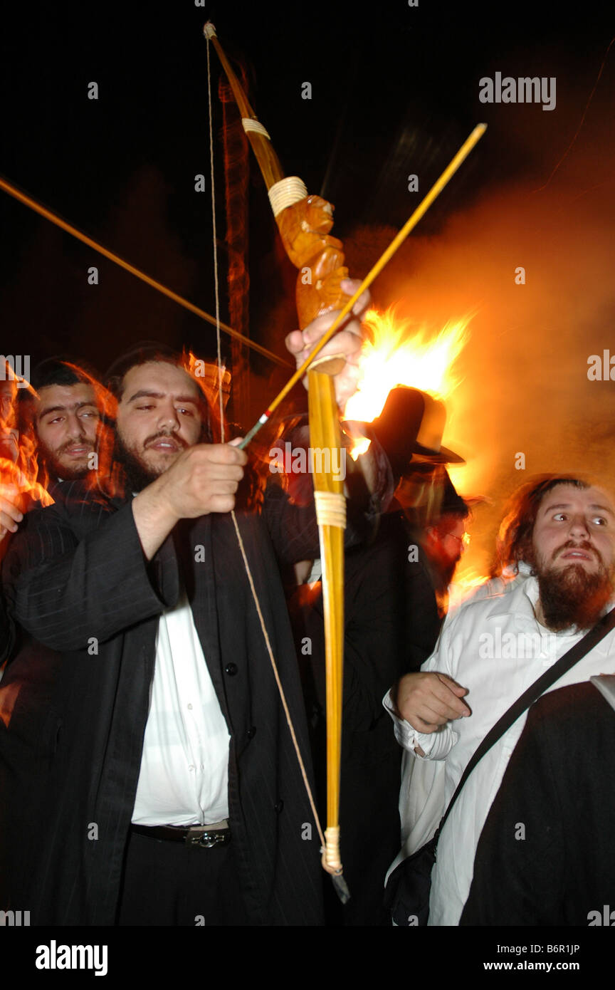 Israel Galiläa Berg Meron Verzögerung b Omer feiern am Berg Meron Stockfoto