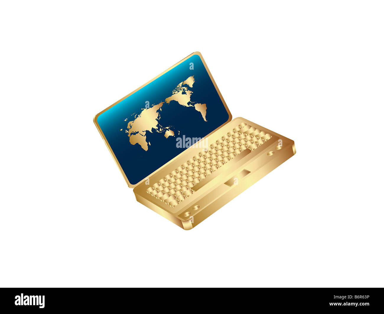 Golden illustriertes Vektor Notebook mit Weltkarte Stockfoto