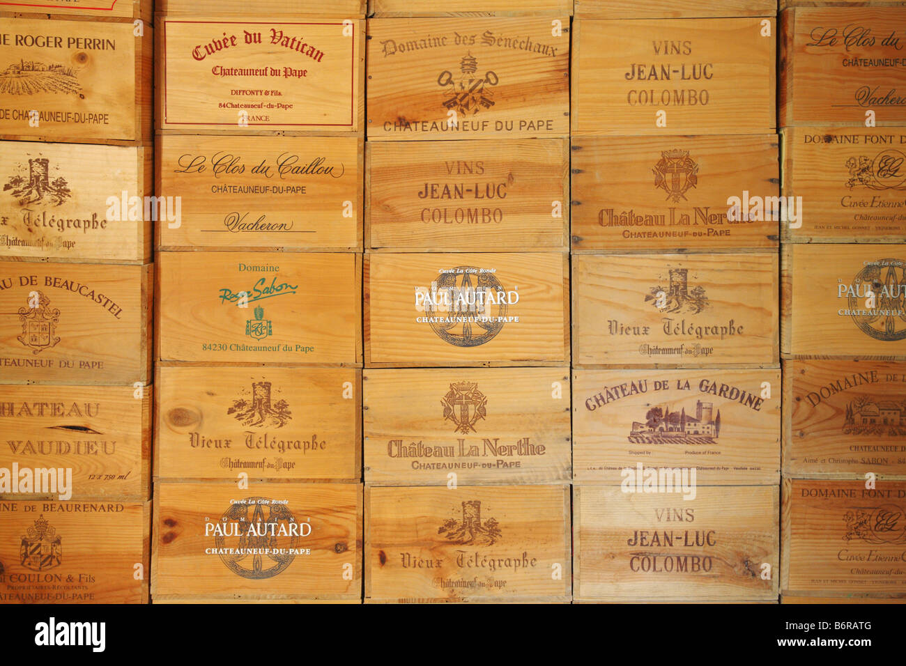 Châteauneuf-du-Pape Weingut, Rhône Wein Region, Frankreich Stockfoto