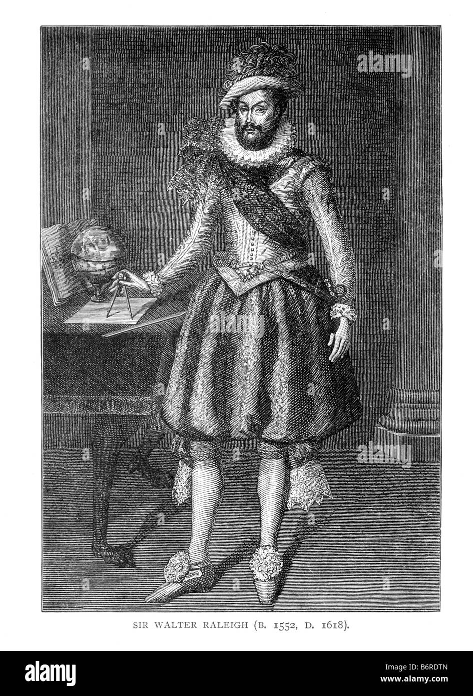 Sir Walter Raleigh aus dem 19. Jahrhundert Illustration Stockfoto Sir Walter Raleigh aus dem 19. Jahrhundert Illustration Stockfoto