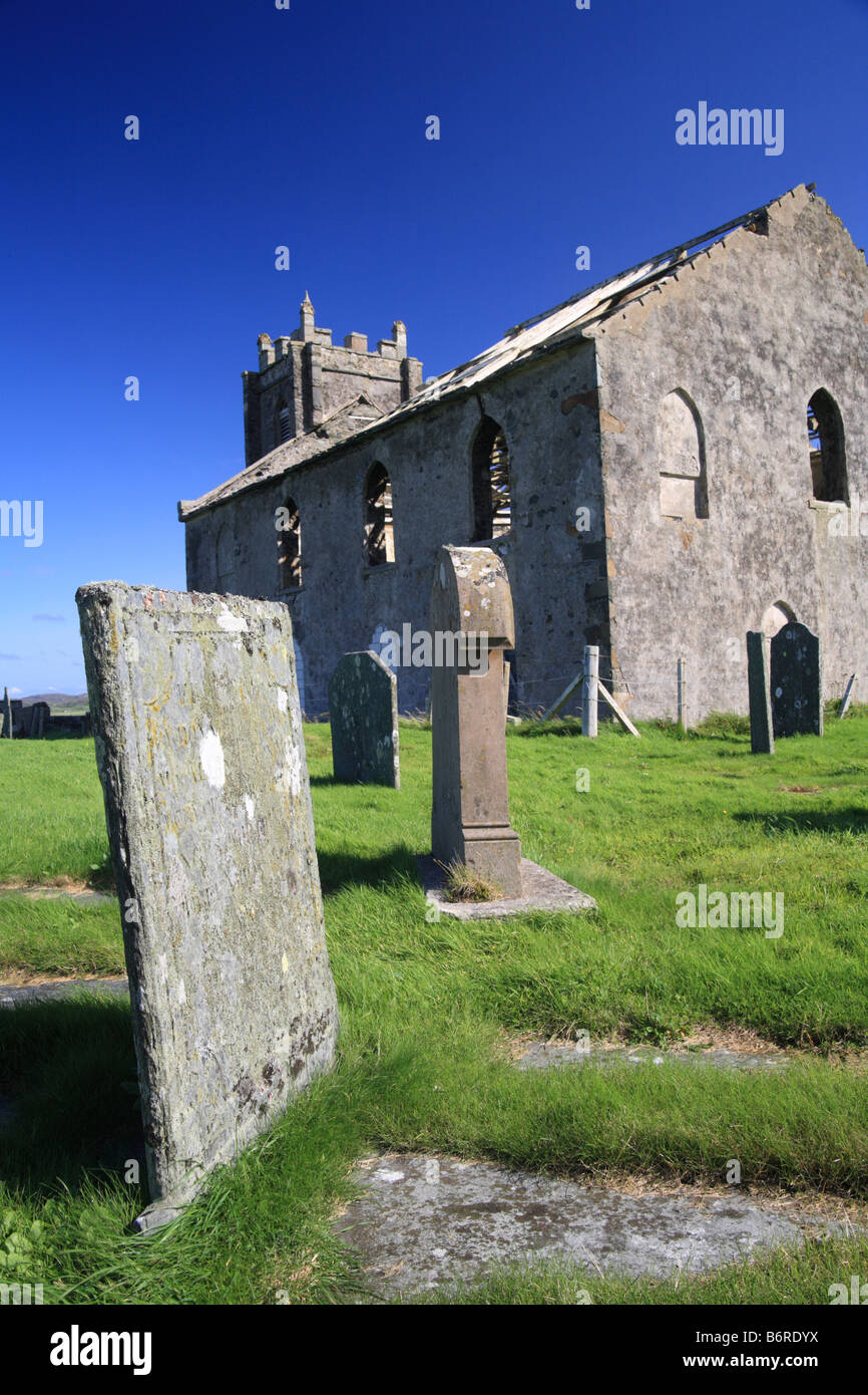 Kilchoman Kirche und Gräber, Machirs Bucht, Isle of Islay. Schottland Stockfoto