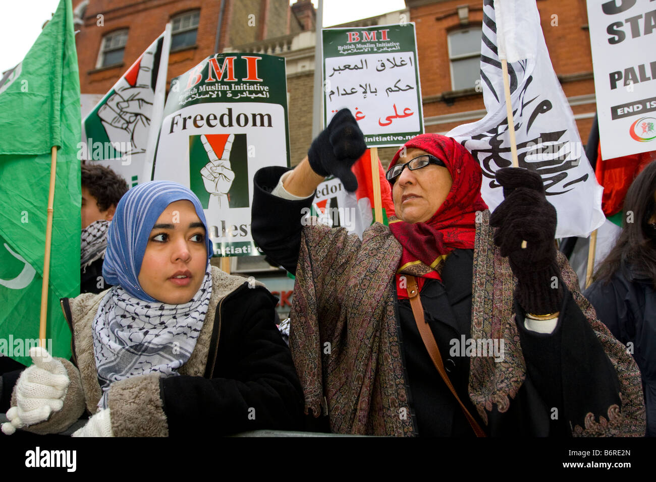 Demonstration vor der israelischen Botschaft, London. 31. Dezember 2008 Stockfoto