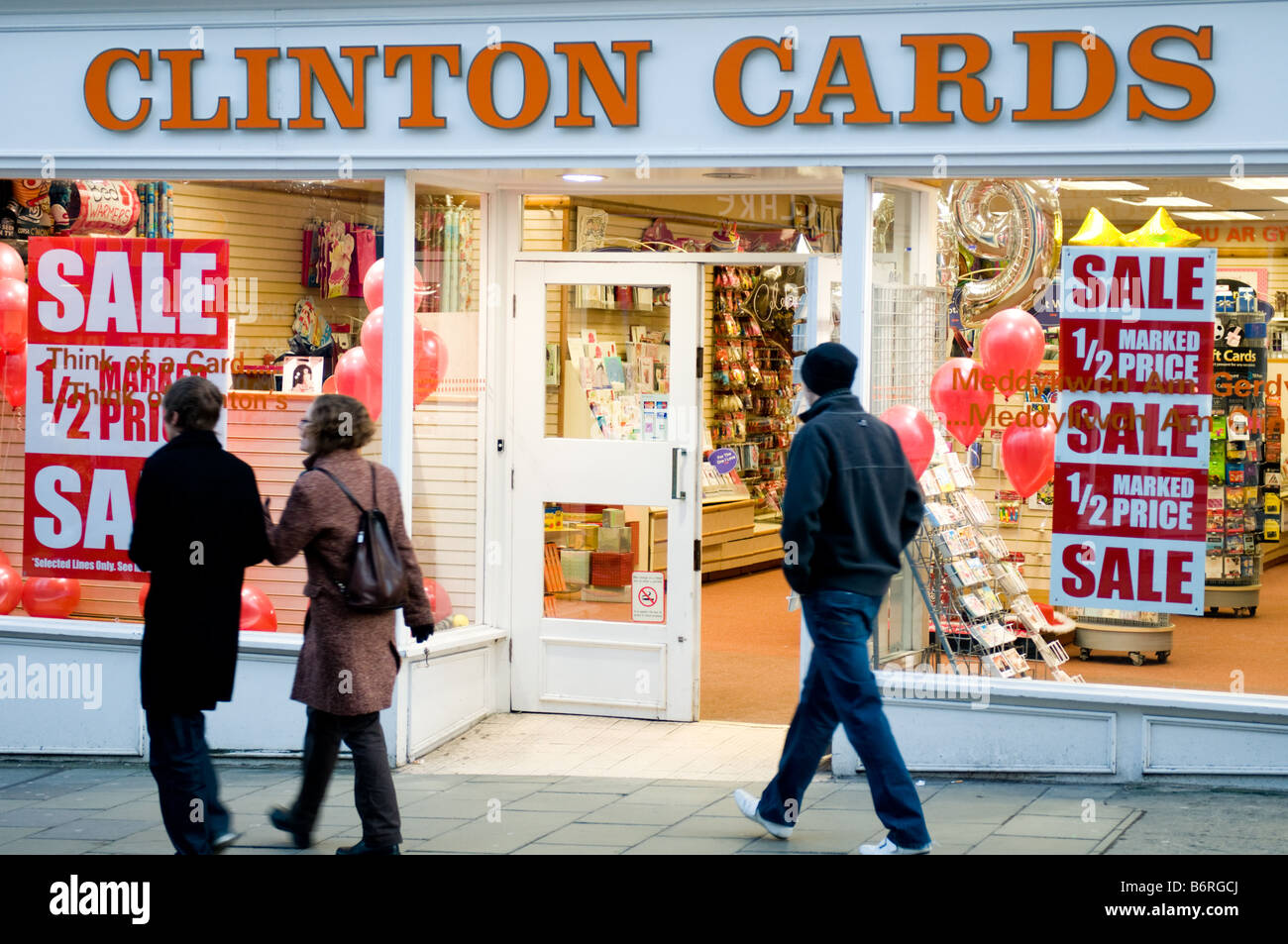 Clinton Cards Grußkarte und Geschenk shop Aberystwyth Wales UK Stockfoto