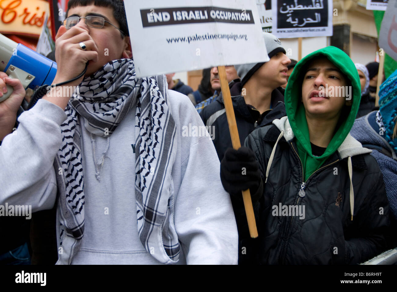 Demonstration vor der israelischen Botschaft, London. 31. Dezember 2008 Stockfoto