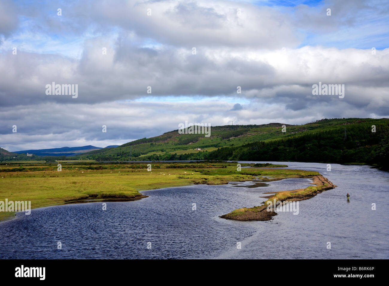 Landschaft Sommer Blick über Dornoch Firth aus Bonnar Brücke Sutherland Hochland von Schottland, Vereinigtes Königreich Stockfoto