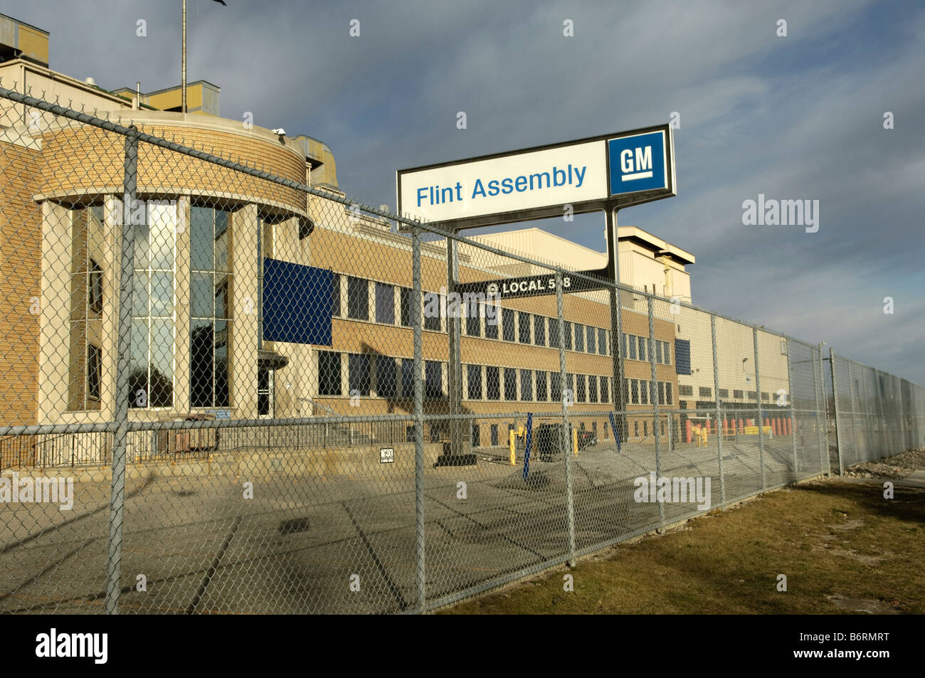 General Motors Feuerstein Montage Fabrikgebäude und Zeichen in Flint, Michigan USA. Stockfoto