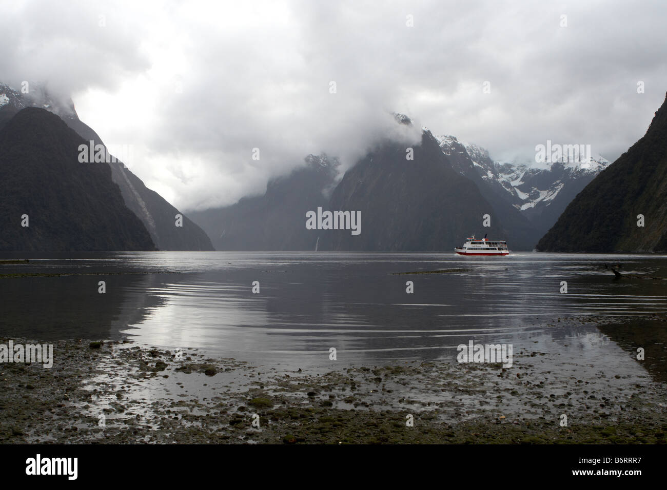 Milford Sound. Southland. Süden der Insel. Neuseeland. Stockfoto