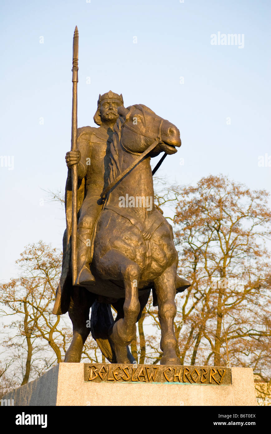 Breslau, Schlesien, Polen. Statue von Boleslaw der tapfere oder Fett (Boleslaw Chrobry; König von Polen 992-1025) Stockfoto