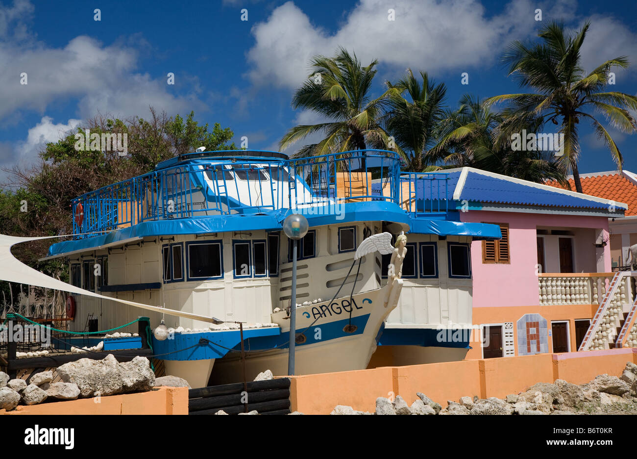Haus-Bootsbau, Bonaire Stockfoto