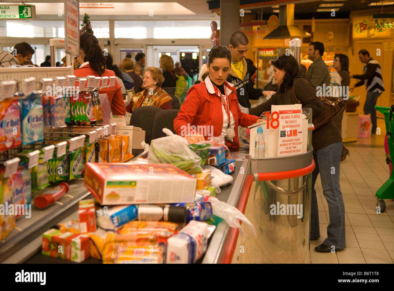 Supermarkt Kasse, Motril, Granada, Andalusien, Südspanien Stockfoto