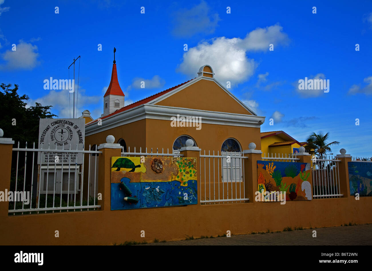 Evangelische Kirche Kralendijk Bucht, Bonaire Stockfoto