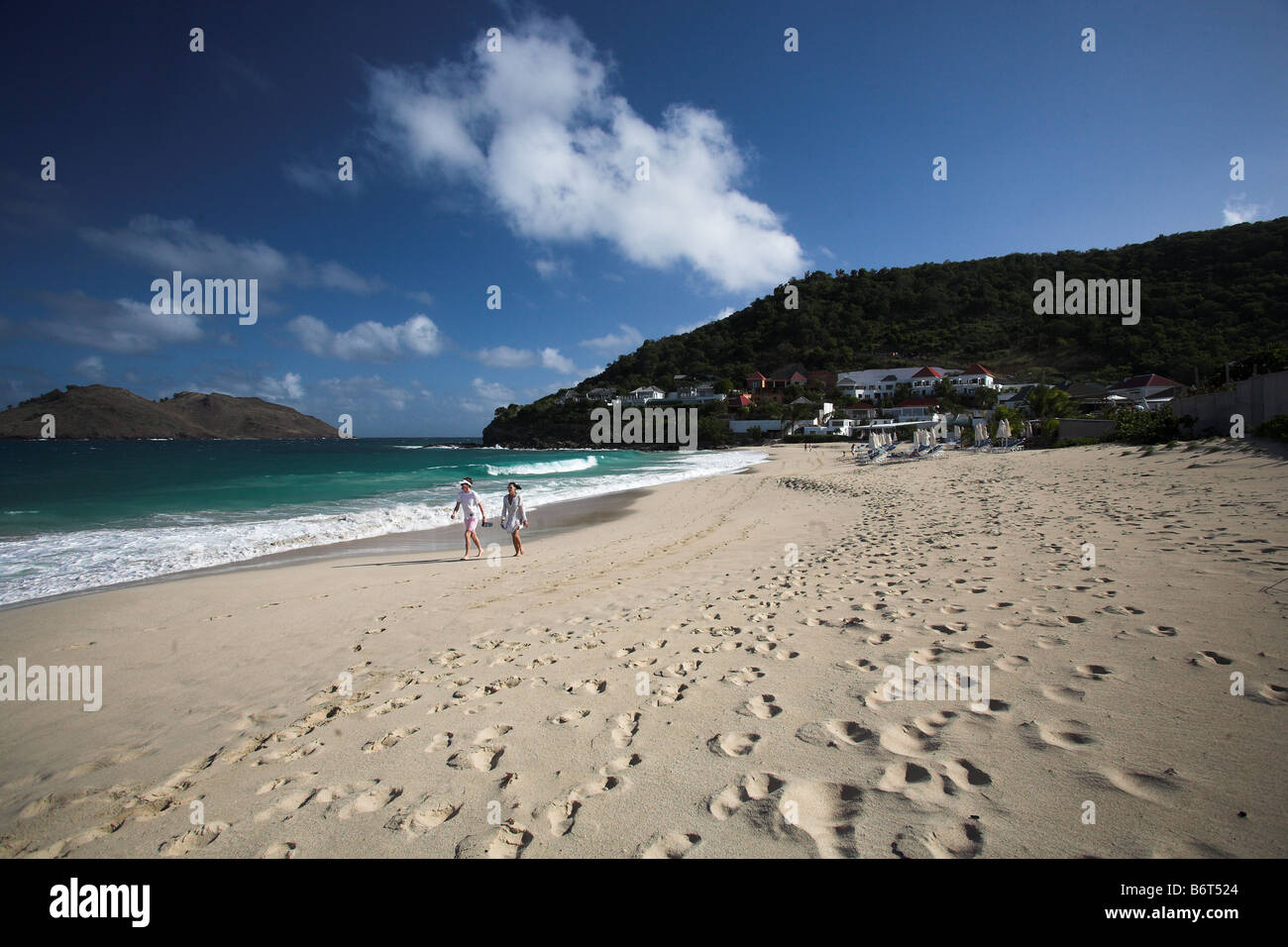 Blick auf den Strand von Anse des Flamands St. Barthélemy oder St. Barth oder St. Barts, Westindien, Caribbean. Stockfoto