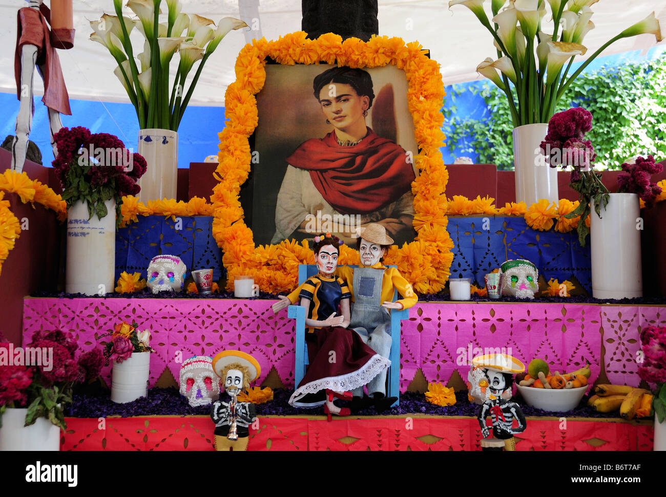 Schrein zu Ehren von Frida Kahlo und Diego Rivera, Frida Kahlo Museum, Mexiko-Stadt Stockfoto